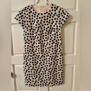 J. Crew Black and Cream Polka Dot Mini Dress